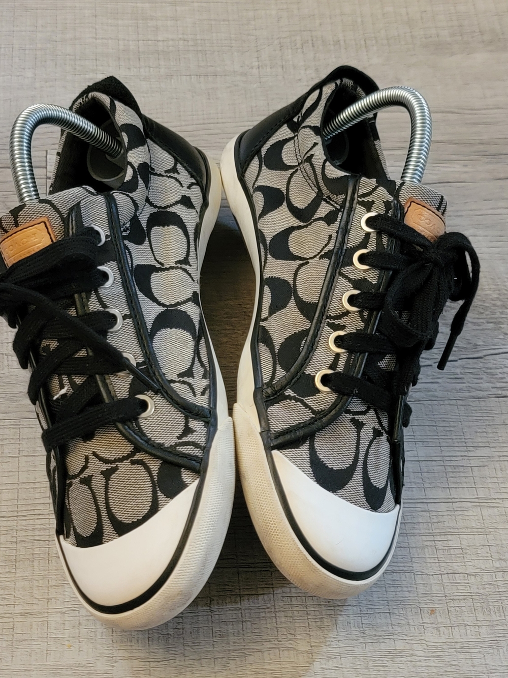 Coach Black and Gray Signature Canvas Lace-Up Sneakers - Picture 2 of 7